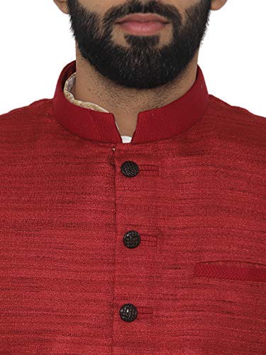 Men's Regular Fit Maroon Waistcoat - Manyavar