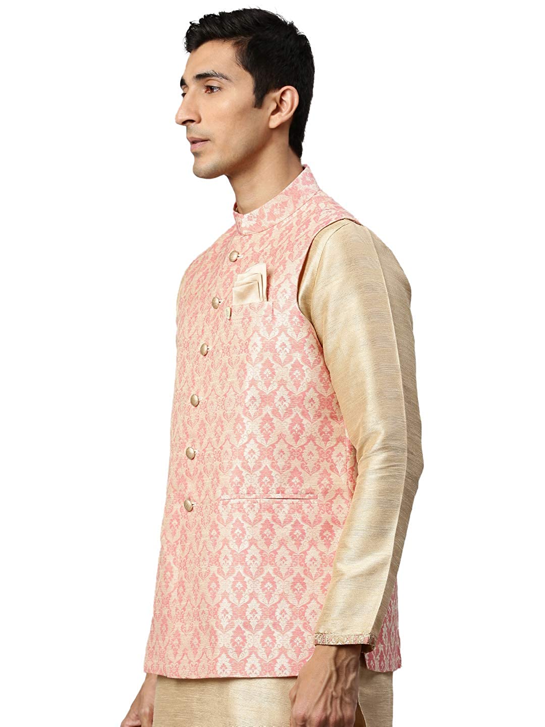 Gajaree Jacquard Print Stylish Nehru Jacket For Men - Manyavar