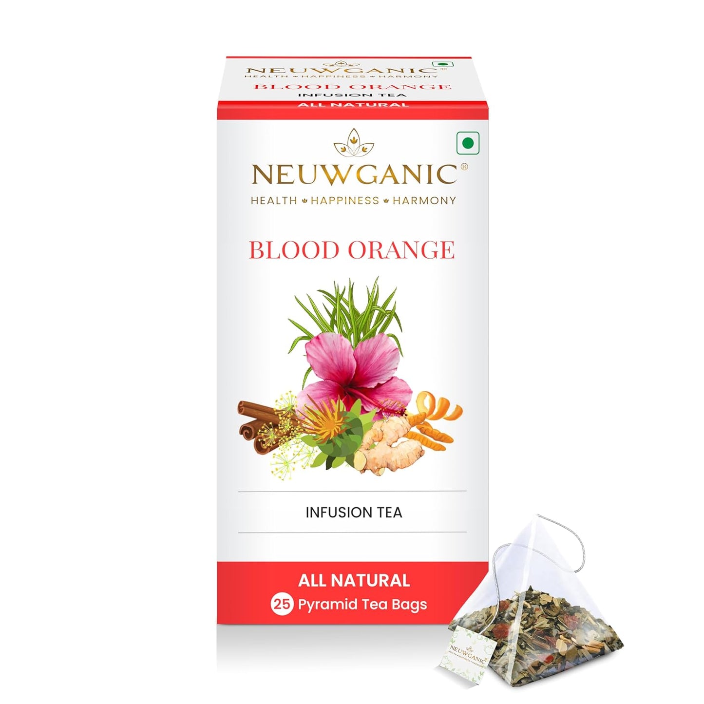 Neuwganic - Blood Orange Infusion Tea Bags - 25 Pyramid Tea Bags