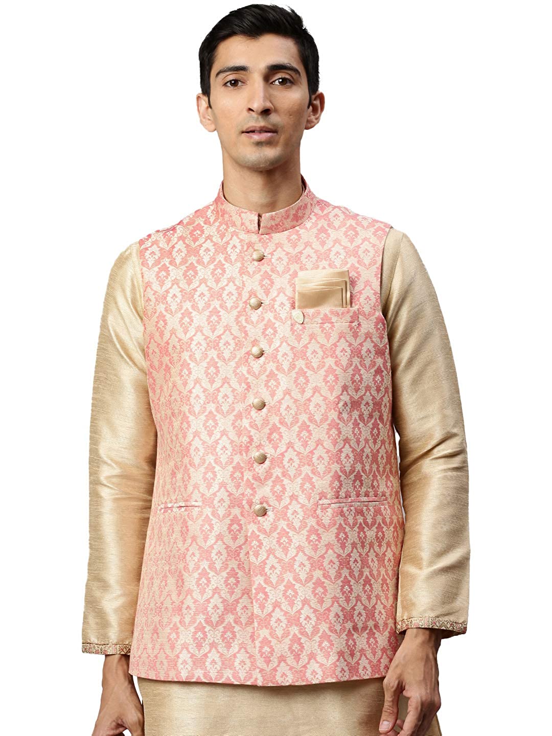 Gajaree Jacquard Print Stylish Nehru Jacket For Men - Manyavar