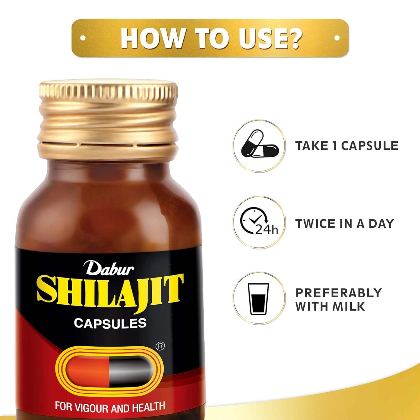 Dabur Shilajit Ayurvedic Capsules | For Immunity, Vigour, Strength, Stamina & Power