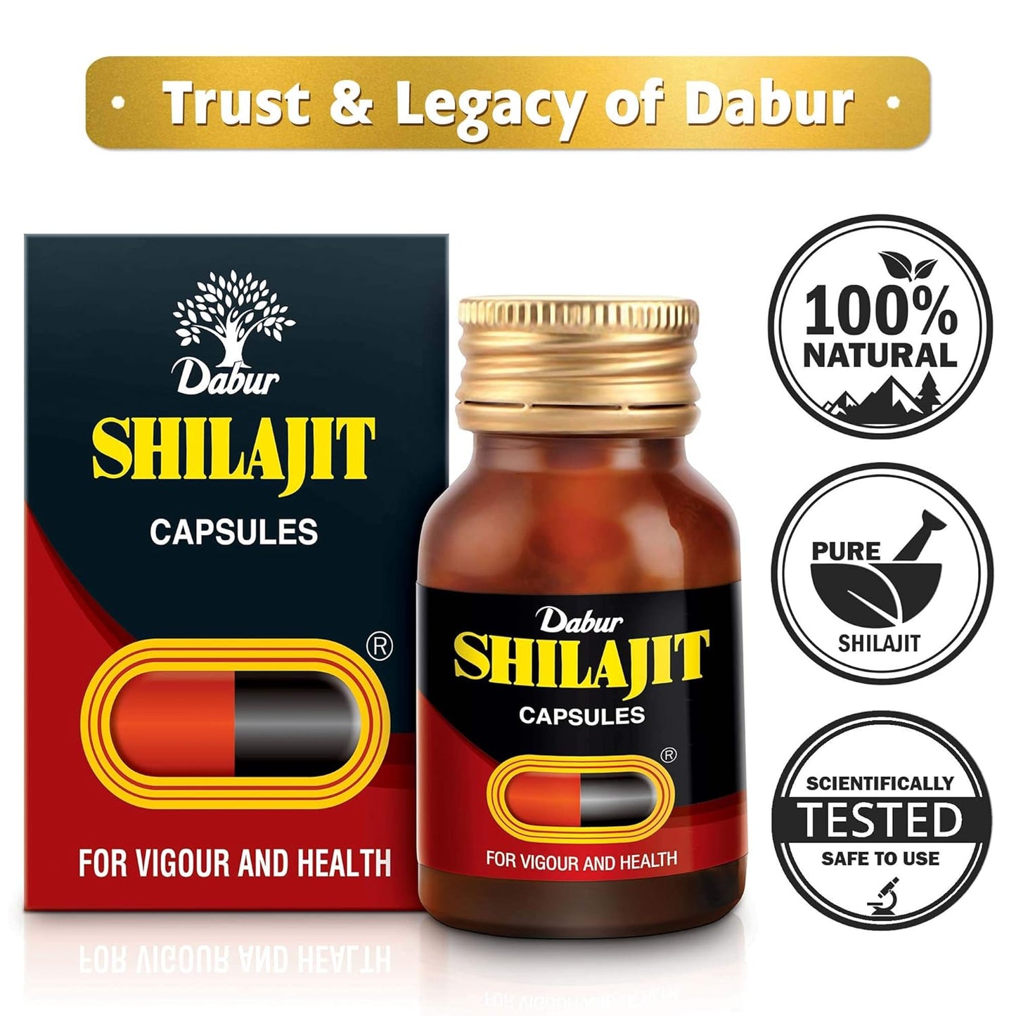 Dabur Shilajit Ayurvedic Capsules | For Immunity, Vigour, Strength, Stamina & Power