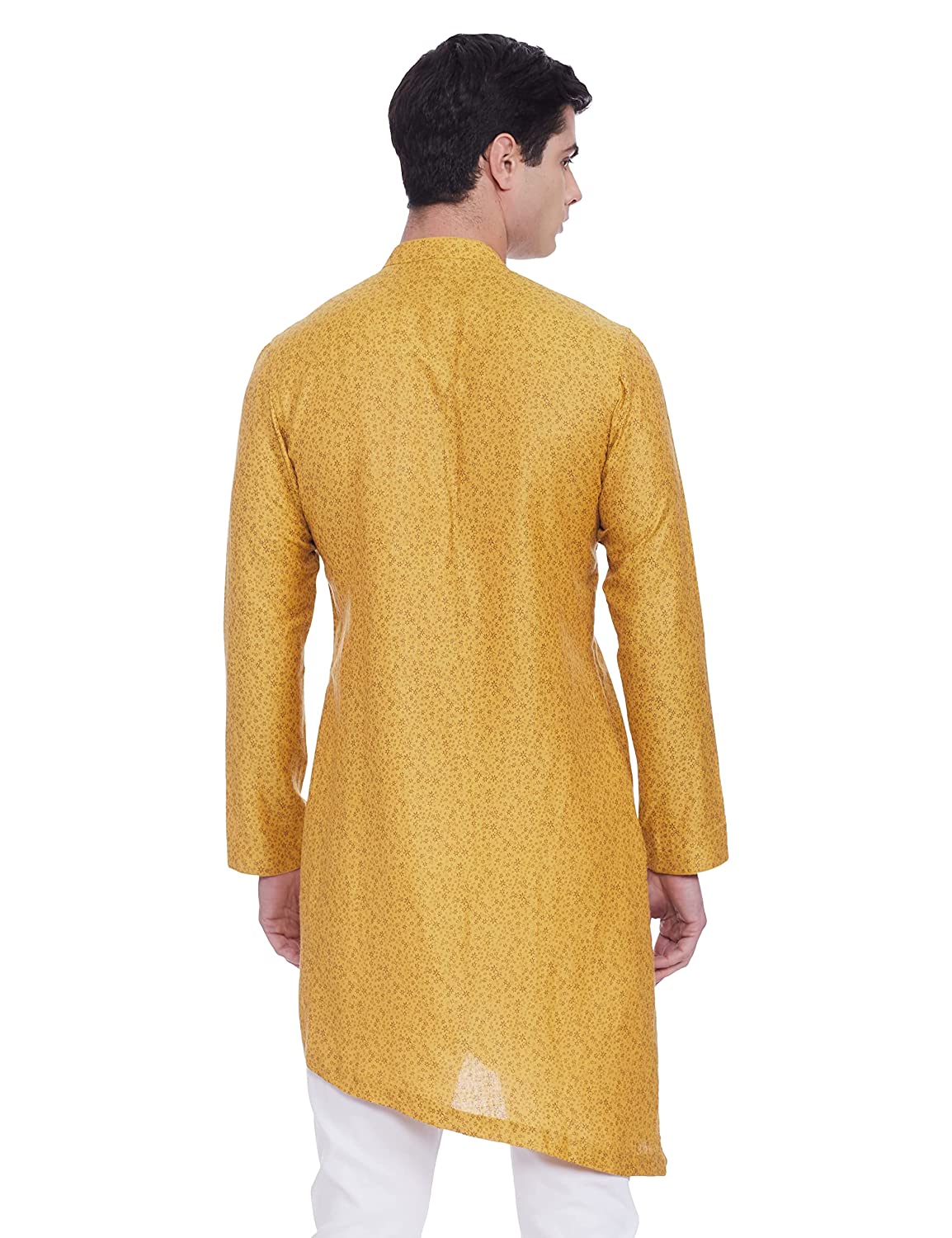 Modish Self Printed Yellow Kurta - Manyavar
