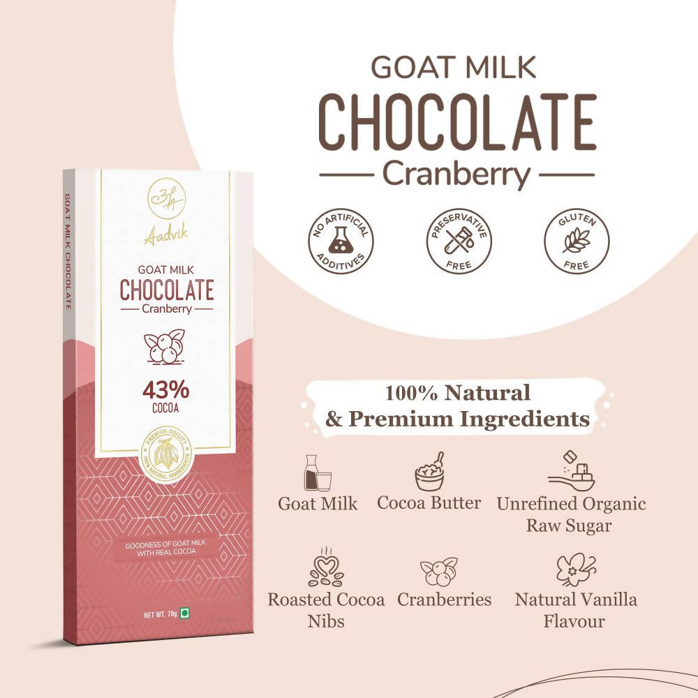 Aadvik Goat Milk Chocolate Cranberry - 70 gms