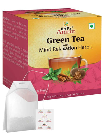 Baps Amrut Green Tea With Mind Relaxation Herbs - 10 bags