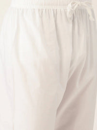 Men Peach-Coloured & White Self Design Kurta with Churidar - Manyavar