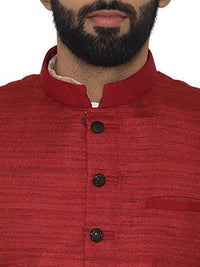 Men's Regular Fit Maroon Waistcoat - Manyavar