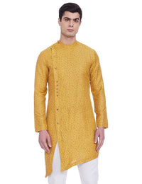 Modish Self Printed Yellow Kurta - Manyavar