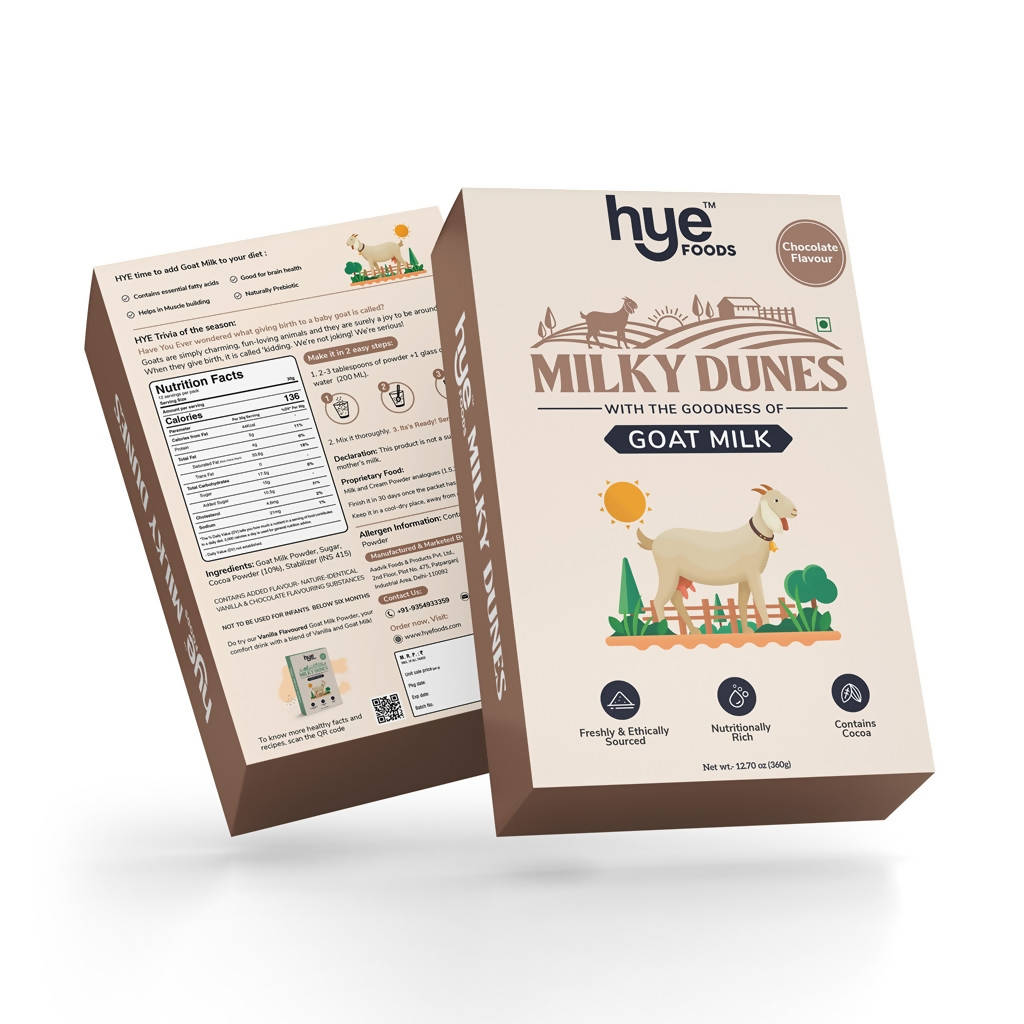 Hye Foods Milky Dunes Goat Milk Powder - Chocolate Flavour - 360 gms