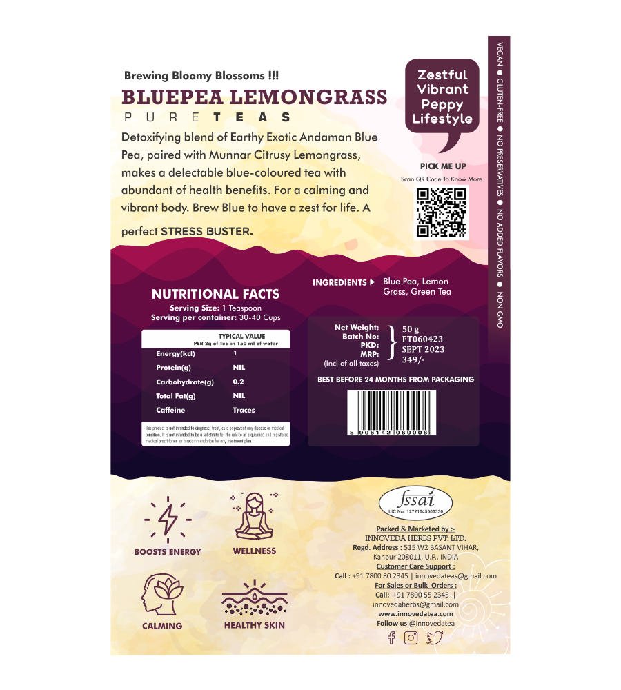 Innoveda Blue Pea Lemon Grass Green Tea