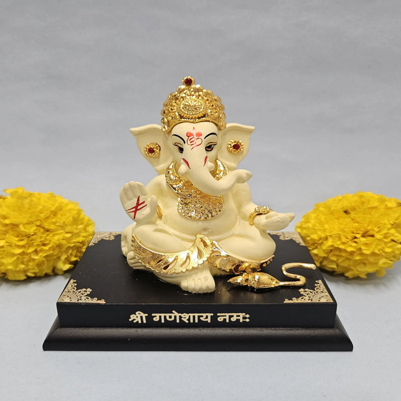 Gold Plated Lord Ganesha Idol (4.5 inches)