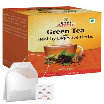 Baps Amrut Green Tea with Healthy Digestive Herbs - 10 bags
